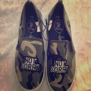 Camo “Not Sorry” shoes
